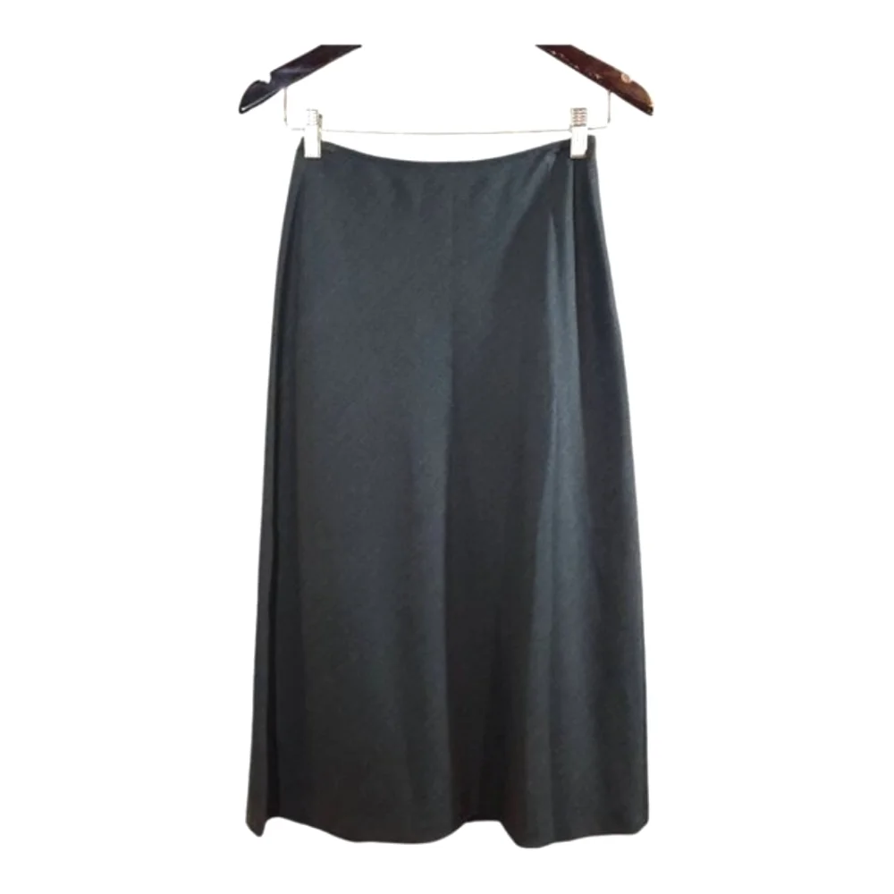 Vintage Lafayette 148 NY Wool Blend A-line Maxi Skirt in Gray Classic Women's 0P